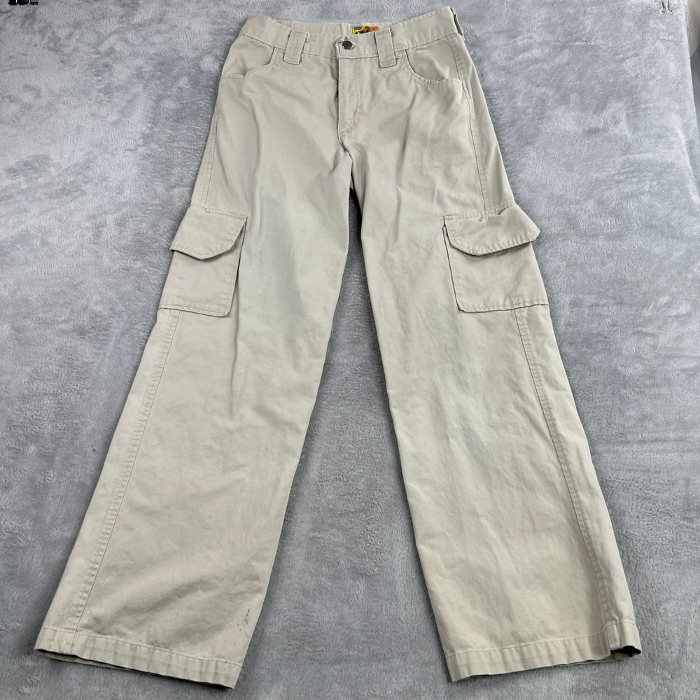 Paris Blues Baggy Wide Leg Cargo Pants Size 28 Beige Y2K Vtg Made in USA Skate